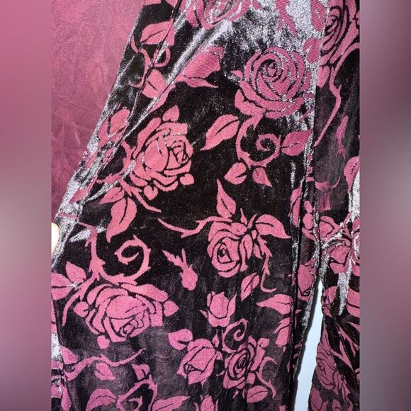 Cosmic Aura Purple Roses Burnout Velvet Witchy Goth Whimsigoth Duster XS/S - Picture 5 of 9